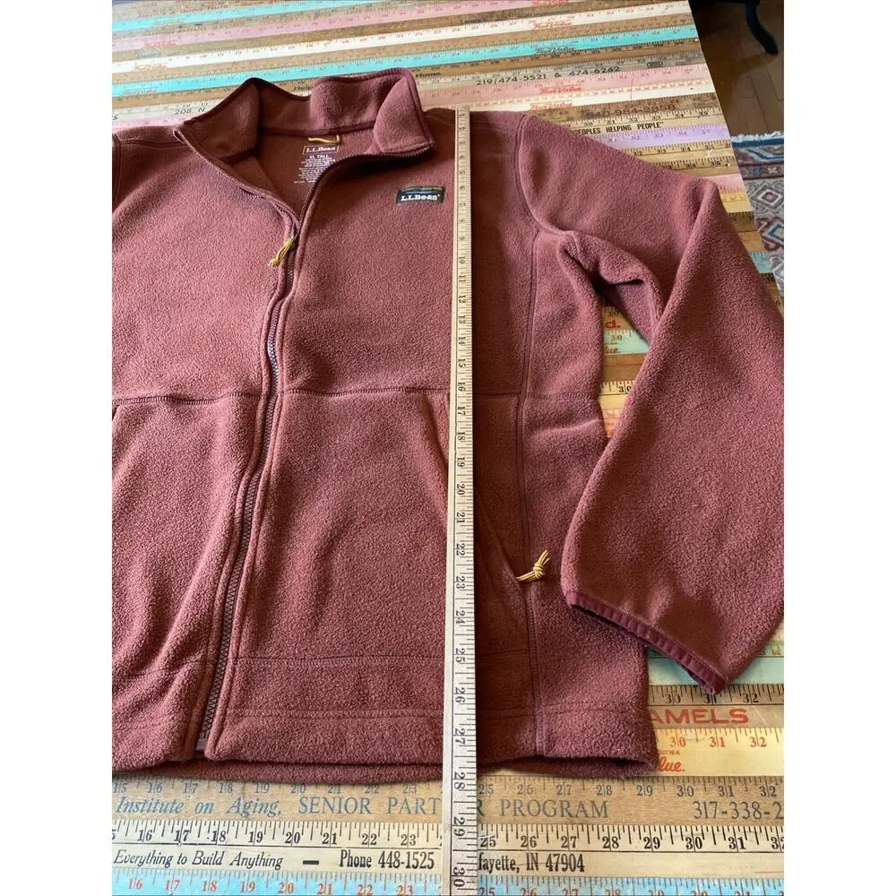 LL Bean Mens Swift Fleece Full Zip Light Jacket XL Tall Burgundy Coat XLT Hiking